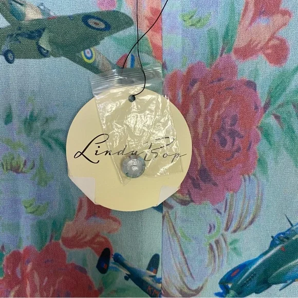 NWT Lindy Bop Retro Amelia Dress Mint Planes Floral Size US 12 Love Letters Blue - Picture 12 of 16